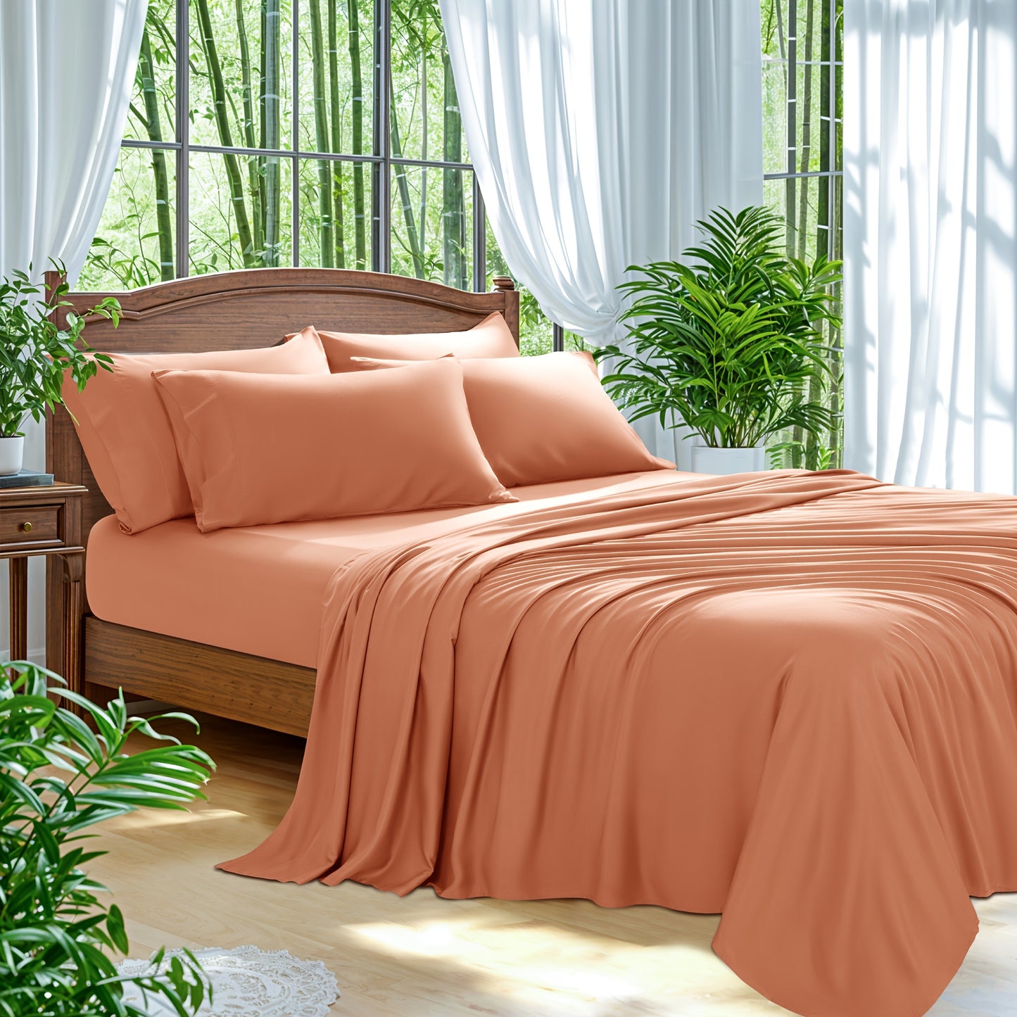 Bamboo Bed Sheets 6pcs Bamboo Bed Sheet Sets | Blend Rayon Derived, Deep Pocket Up to 16\
