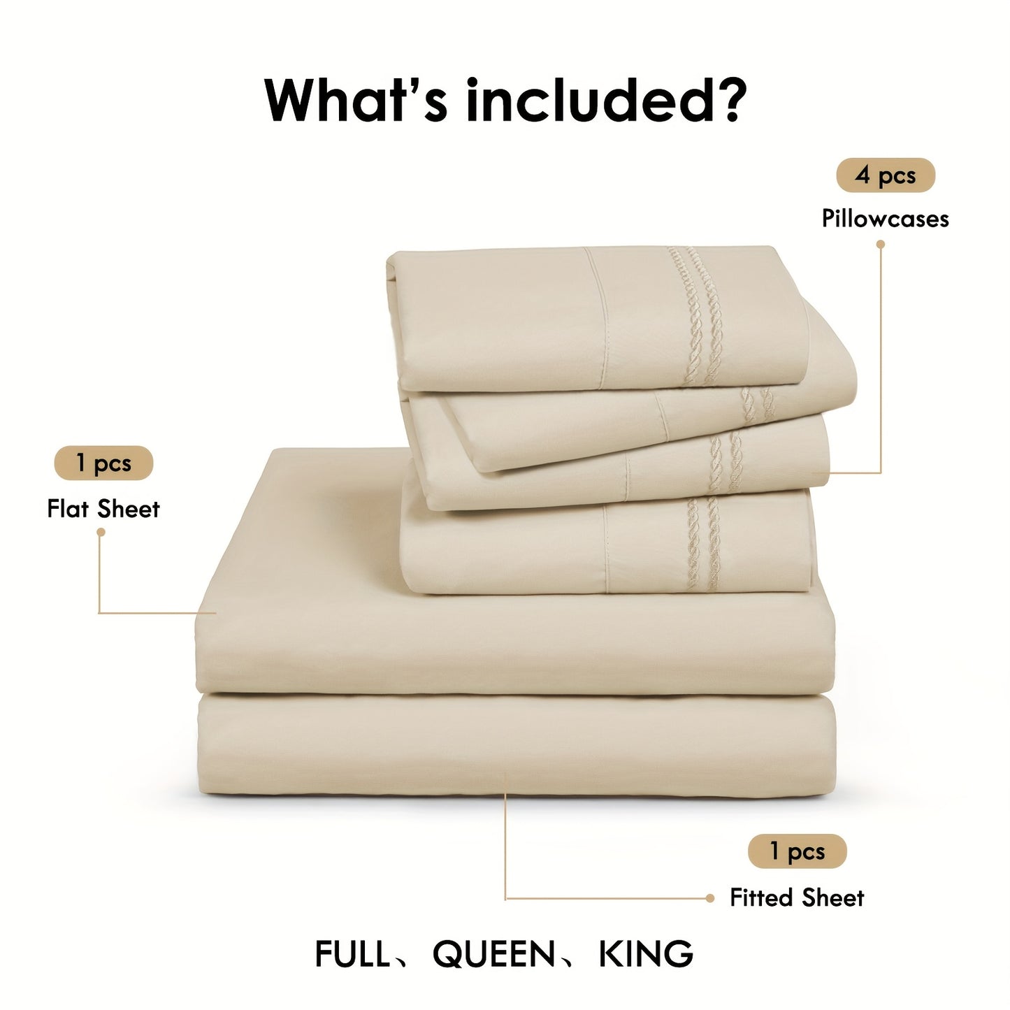 6pcs Sheet Set Deep Pocket- Ultra Soft Machine Washable Luxury Bed Sheet Set - Shrinkage & Fade Resistant Embroidered Bedding Sheet (4pcs For Twin Size Sheet Set)