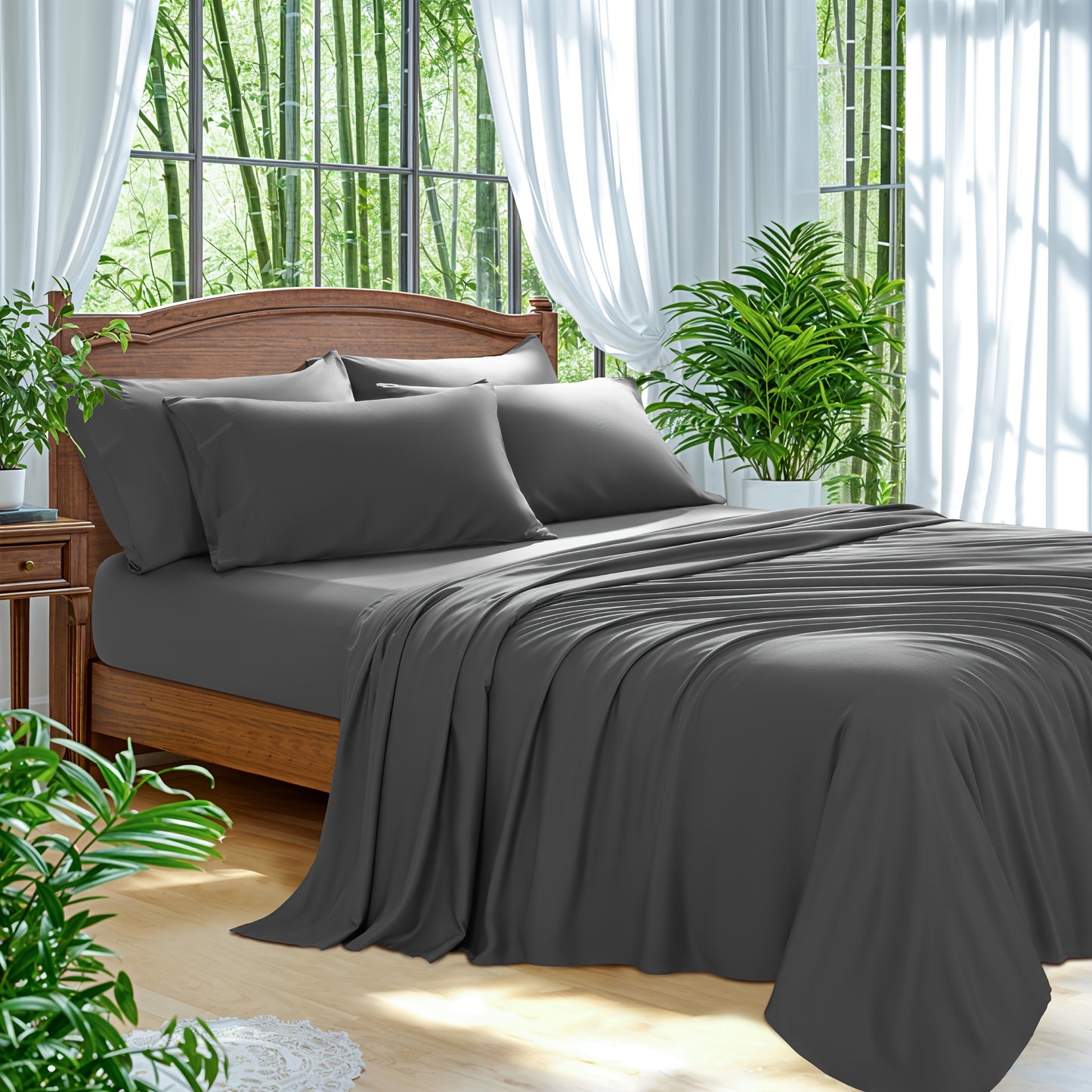 Bamboo Bed Sheets 6pcs Bamboo Bed Sheet Sets | Blend Rayon Derived, Deep Pocket Up to 16\