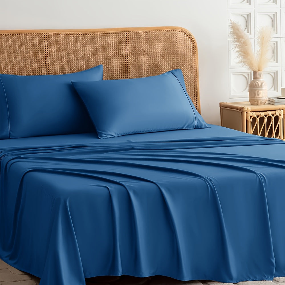 Cooling Bed Sheet 4pcs Luxury Soft Cooling Bamboo Blend Bed Sheet Set | Deep Pocket 14\