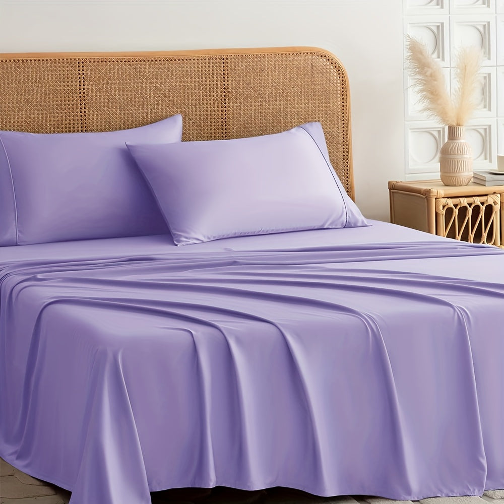 Cooling Bed Sheet 4pcs Luxury Soft Cooling Bamboo Blend Bed Sheet Set | Deep Pocket 14\