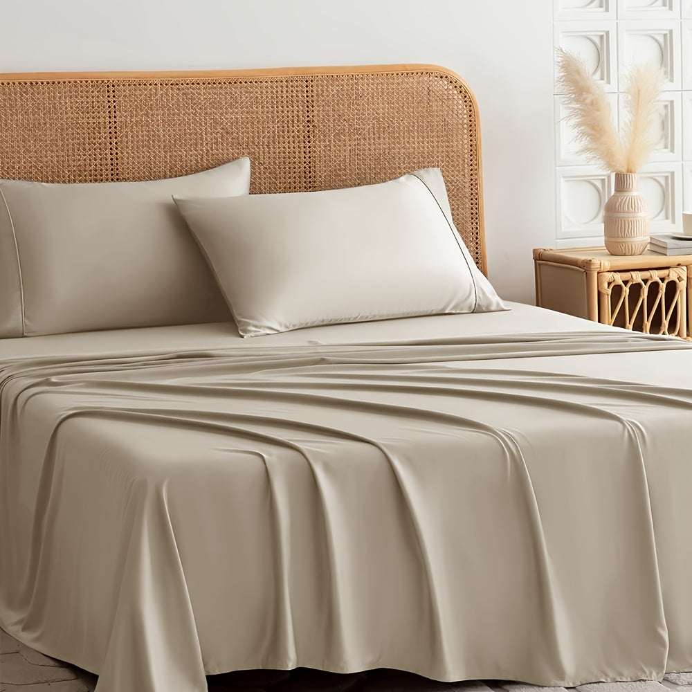 Cooling Bed Sheet 4pcs Luxury Soft Cooling Bamboo Blend Bed Sheet Set | Deep Pocket 14\