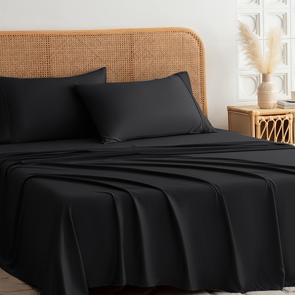 Cooling Bed Sheet 4pcs Luxury Soft Cooling Bamboo Blend Bed Sheet Set | Deep Pocket 14\