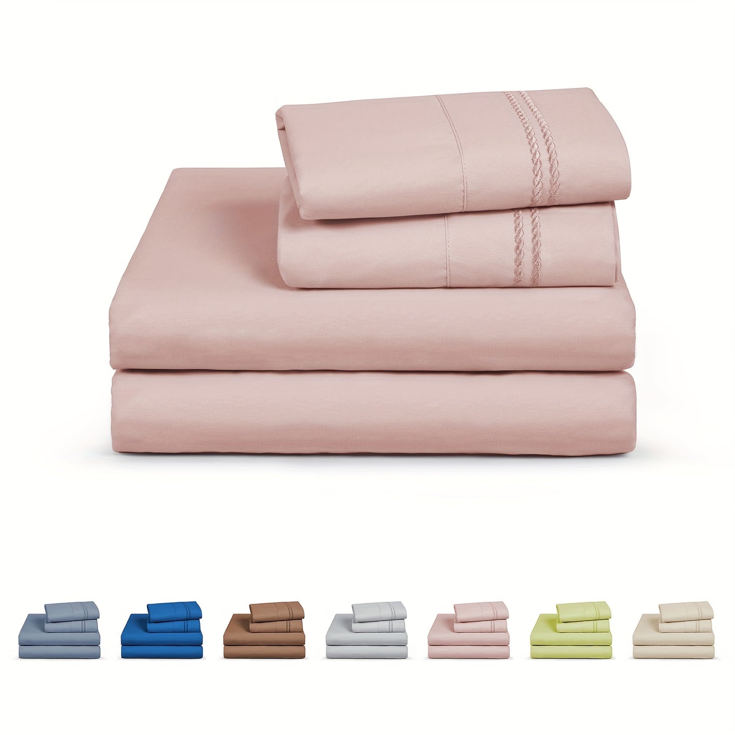 6pcs Sheet Set Deep Pocket- Ultra Soft Machine Washable Luxury Bed Sheet Set - Shrinkage & Fade Resistant Embroidered Bedding Sheet (4pcs For Twin Size Sheet Set)