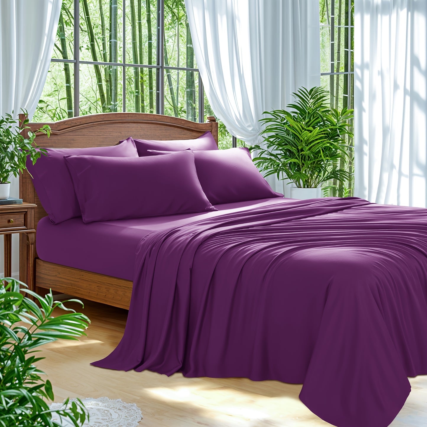 Bamboo Bed Sheets 6pcs Bamboo Bed Sheet Sets | Blend Rayon Derived, Deep Pocket Up to 16\