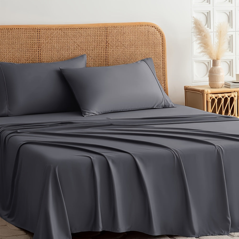 Cooling Bed Sheet 4pcs Luxury Soft Cooling Bamboo Blend Bed Sheet Set | Deep Pocket 14\
