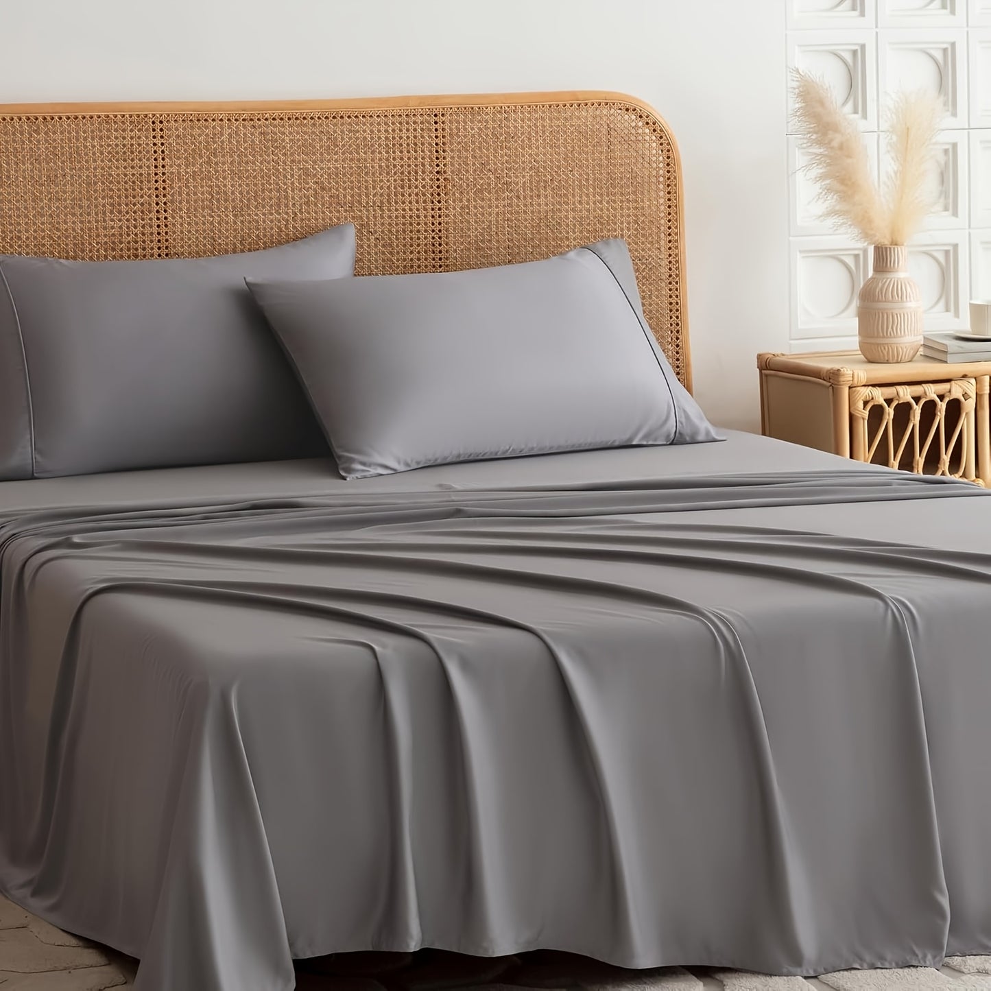 Cooling Bed Sheet 4pcs Luxury Soft Cooling Bamboo Blend Bed Sheet Set | Deep Pocket 14\