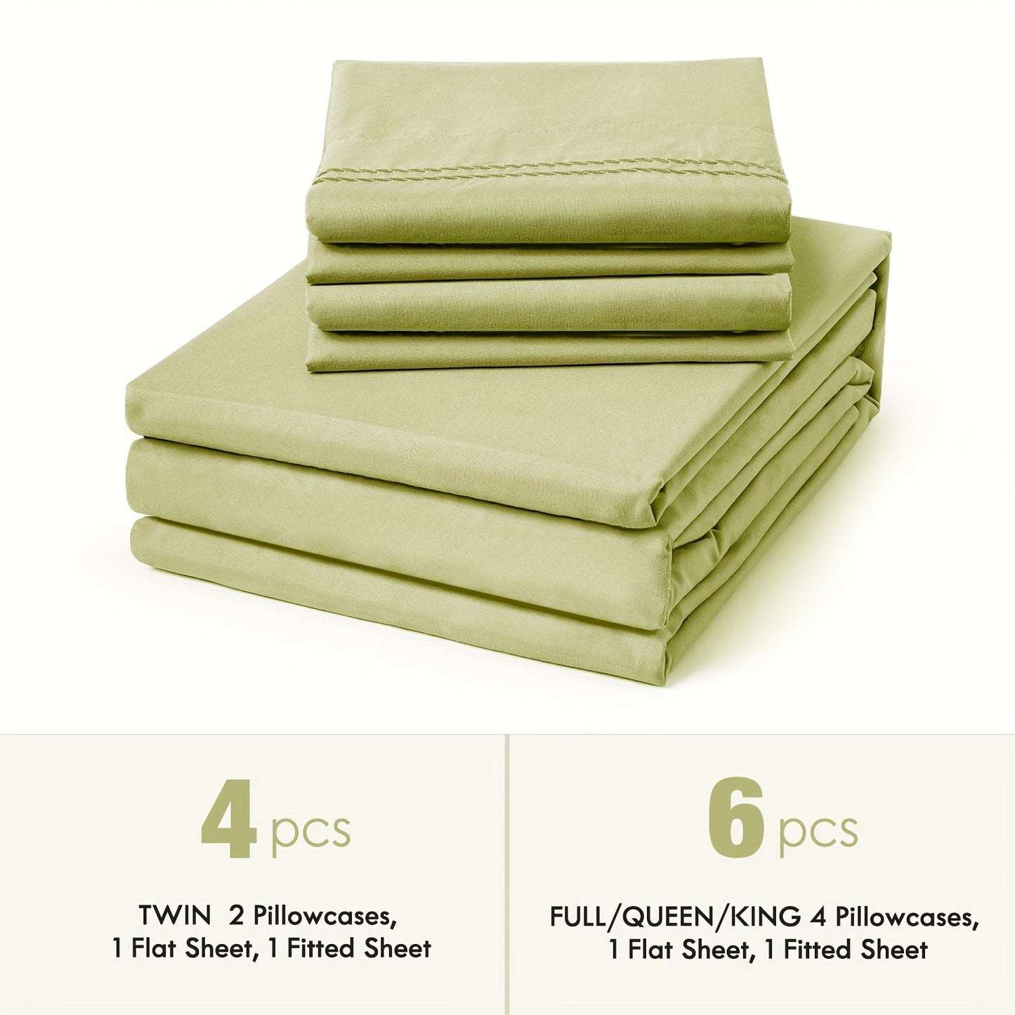6pcs Sheet Set Deep Pocket- Ultra Soft Machine Washable Luxury Bed Sheet Set - Shrinkage & Fade Resistant Embroidered Bedding Sheet (4pcs For Twin Size Sheet Set)