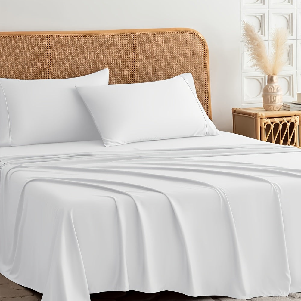Cooling Bed Sheet 4pcs Luxury Soft Cooling Bamboo Blend Bed Sheet Set | Deep Pocket 14\
