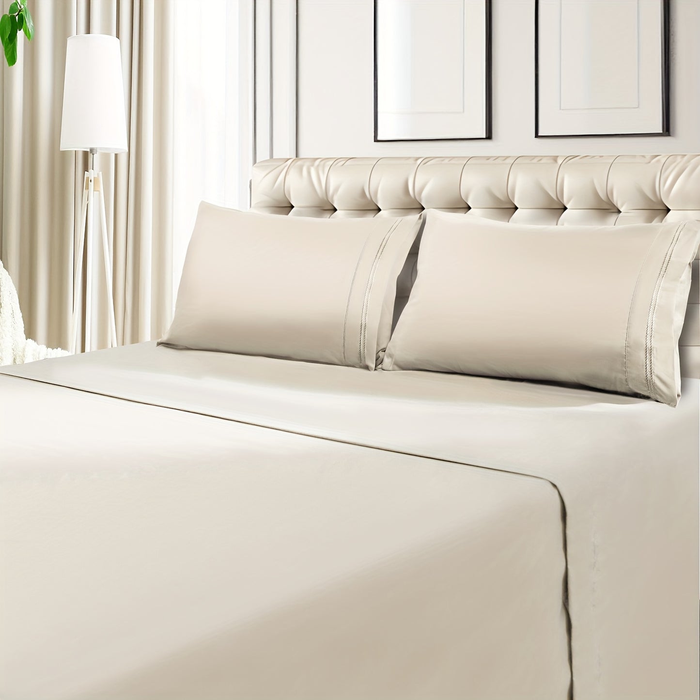 6pcs Sheet Set Deep Pocket- Ultra Soft Machine Washable Luxury Bed Sheet Set - Shrinkage & Fade Resistant Embroidered Bedding Sheet (4pcs For Twin Size Sheet Set)
