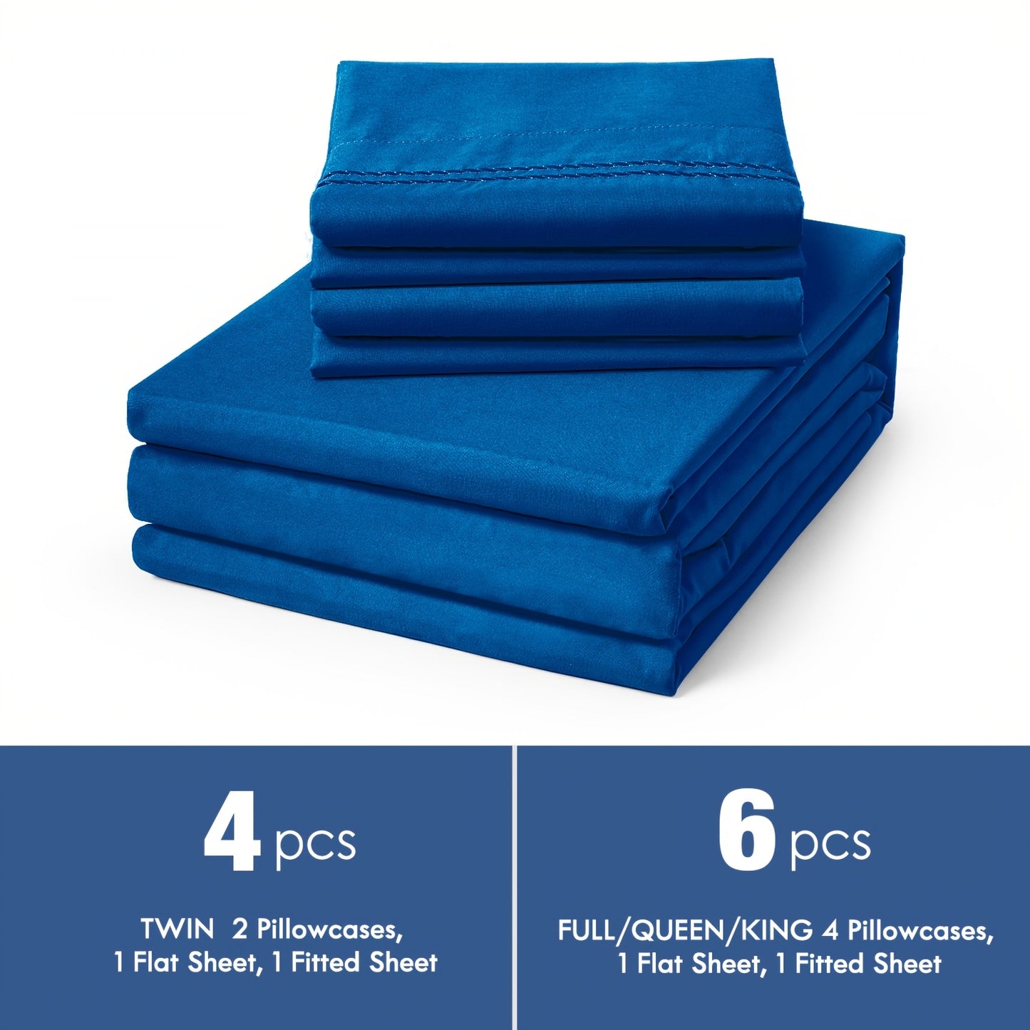 6pcs Sheet Set Deep Pocket- Ultra Soft Machine Washable Luxury Bed Sheet Set - Shrinkage & Fade Resistant Embroidered Bedding Sheet (4pcs For Twin Size Sheet Set)