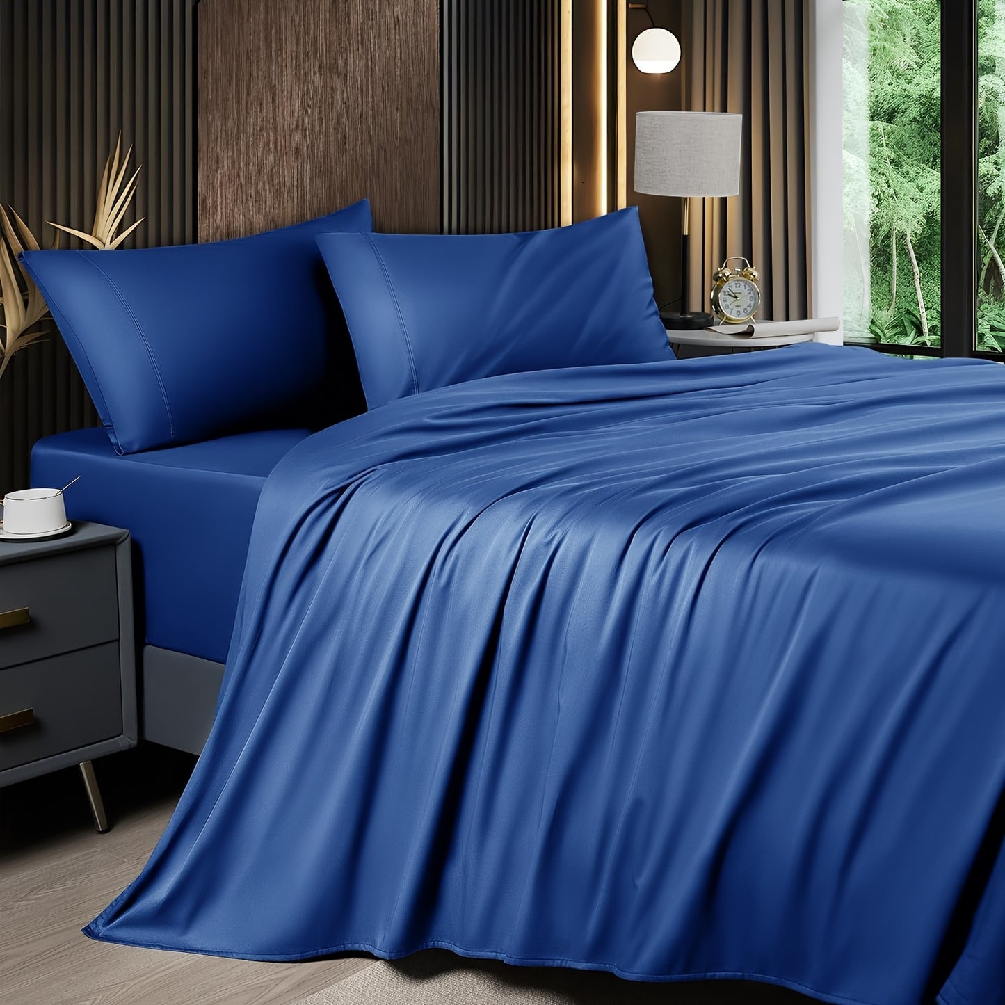 Cooling Bamboo Sheets Silky Soft 4pcs Bamboo Bed Sheet Set, Cooling Bamboo Blend Sheets Set With 16 Inch Deep Pocket Luxury Sheet Set
