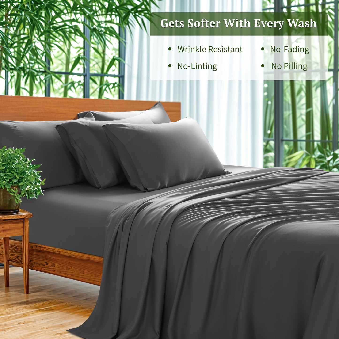 Bamboo Bed Sheets 6pcs Bamboo Bed Sheet Sets | Blend Rayon Derived, Deep Pocket Up to 16\