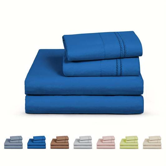 6pcs Sheet Set Deep Pocket- Ultra Soft Machine Washable Luxury Bed Sheet Set - Shrinkage & Fade Resistant Embroidered Bedding Sheet (4pcs For Twin Size Sheet Set)