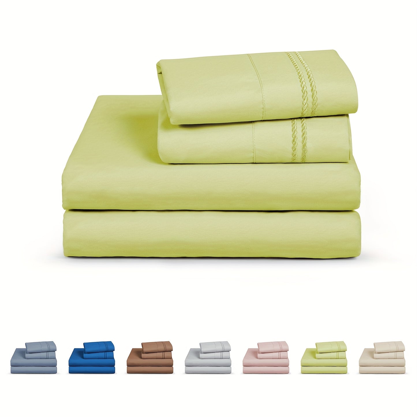6pcs Sheet Set Deep Pocket- Ultra Soft Machine Washable Luxury Bed Sheet Set - Shrinkage & Fade Resistant Embroidered Bedding Sheet (4pcs For Twin Size Sheet Set)