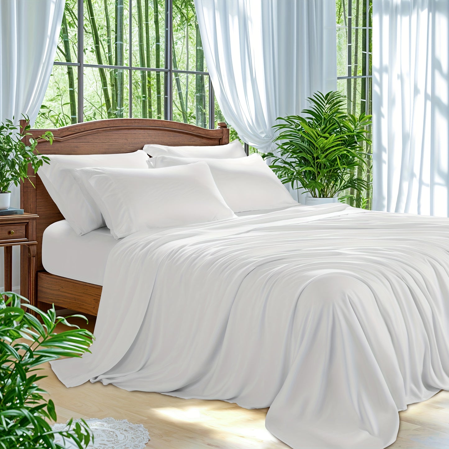 Bamboo Bed Sheets 6pcs Bamboo Bed Sheet Sets | Blend Rayon Derived, Deep Pocket Up to 16\