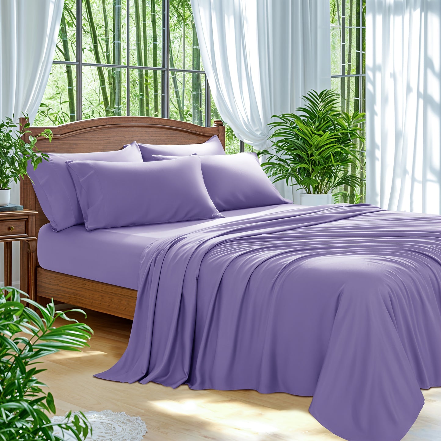 Bamboo Bed Sheets 6pcs Bamboo Bed Sheet Sets | Blend Rayon Derived, Deep Pocket Up to 16\