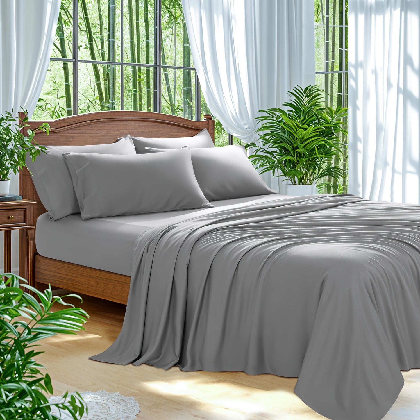 Bamboo Bed Sheets 6pcs Bamboo Bed Sheet Sets | Blend Rayon Derived, Deep Pocket Up to 16\