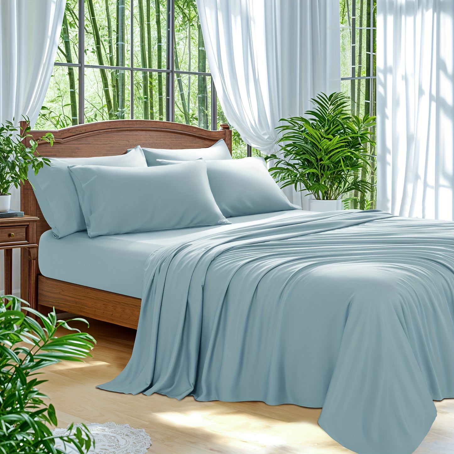 Bamboo Bed Sheets 6pcs Bamboo Bed Sheet Sets | Blend Rayon Derived, Deep Pocket Up to 16\
