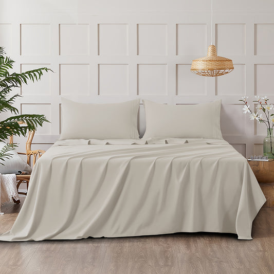 4-Piece 1800 Series Luxury Sheet Set - Soft, Wrinkle-Resistant, Double Brushed Embroidered Microfiber Bed Sheets with 16\