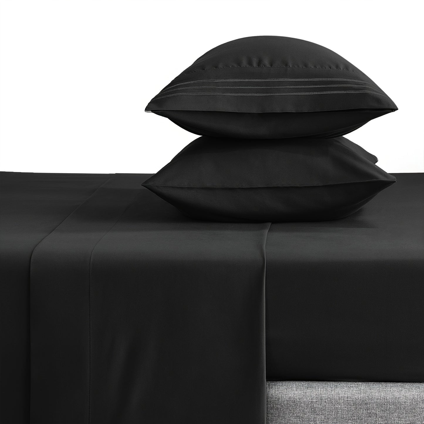 4-Piece 1800 Series Luxury Sheet Set - Soft, Wrinkle-Resistant, Double Brushed Embroidered Microfiber Bed Sheets with 16\