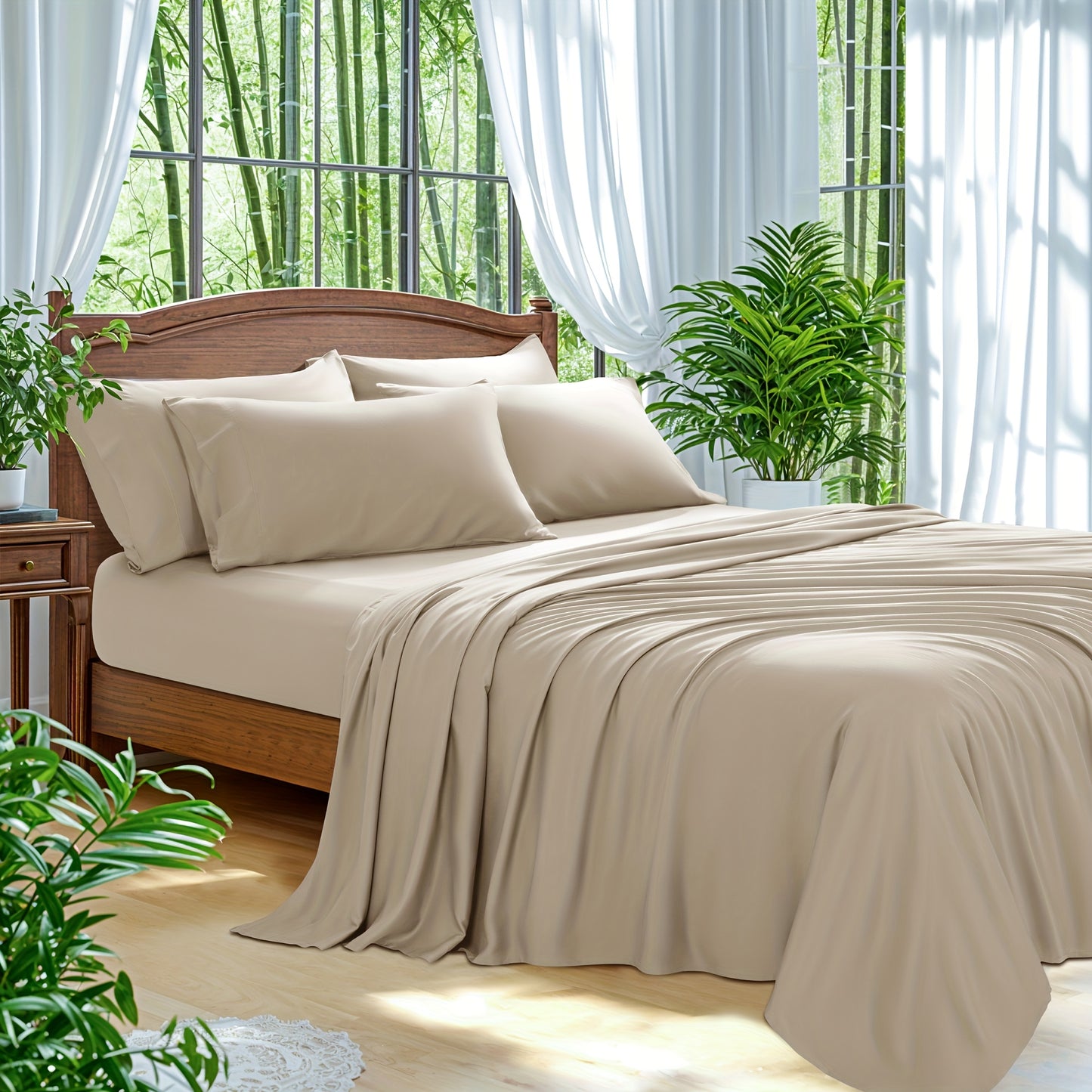 Bamboo Bed Sheets 6pcs Bamboo Bed Sheet Sets | Blend Rayon Derived, Deep Pocket Up to 16\