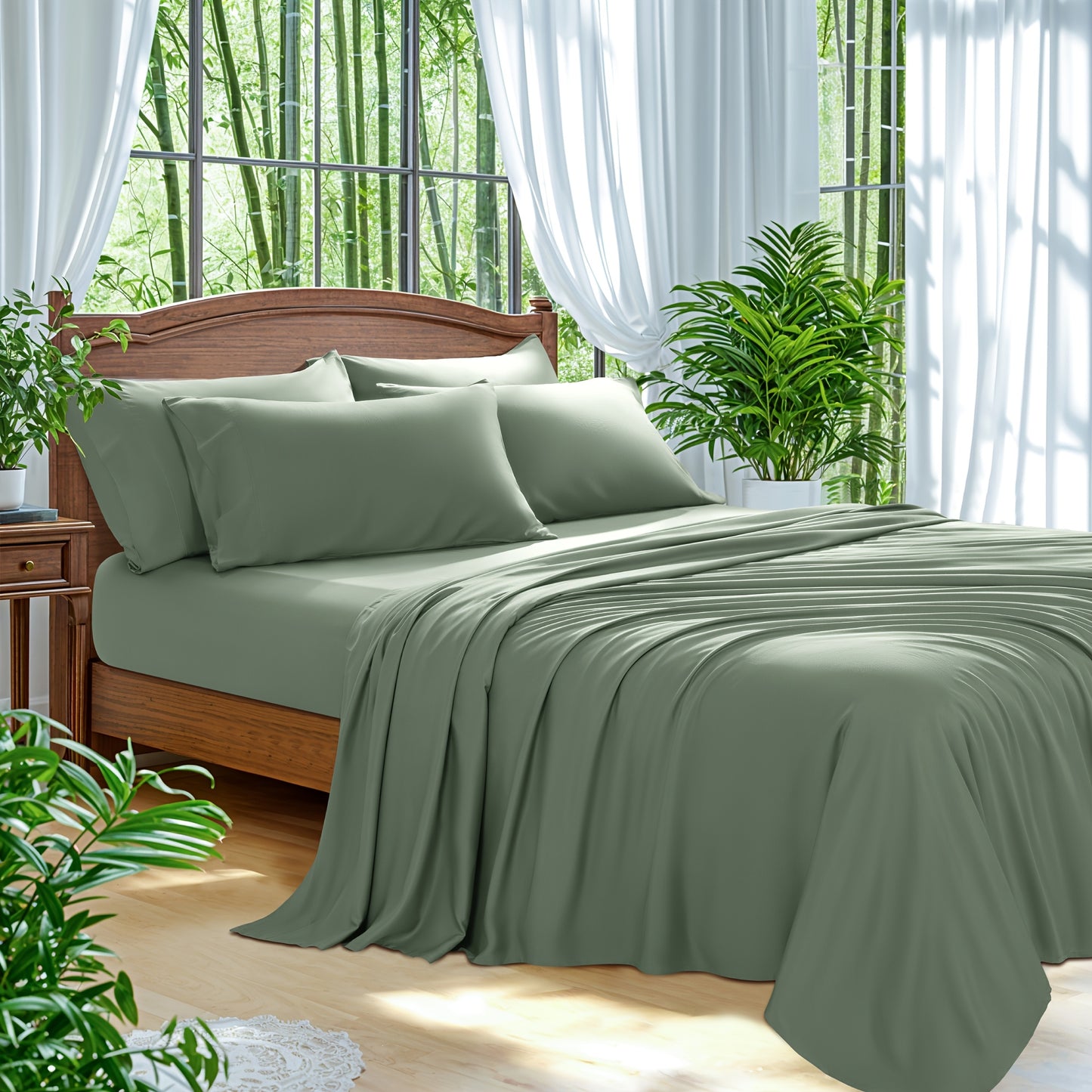 Bamboo Bed Sheets 6pcs Bamboo Bed Sheet Sets | Blend Rayon Derived, Deep Pocket Up to 16\