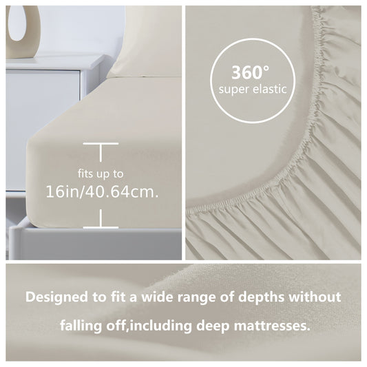 4-Piece 1800 Series Luxury Sheet Set - Soft, Wrinkle-Resistant, Double Brushed Embroidered Microfiber Bed Sheets with 16\