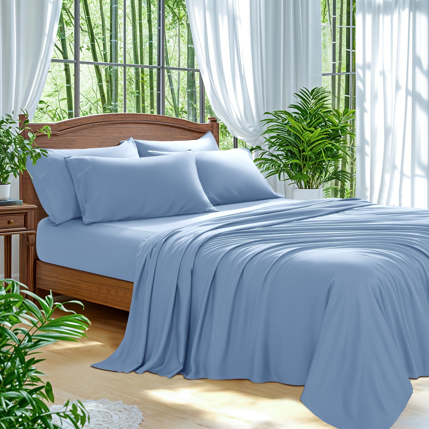 Bamboo Bed Sheets 6pcs Bamboo Bed Sheet Sets | Blend Rayon Derived, Deep Pocket Up to 16\