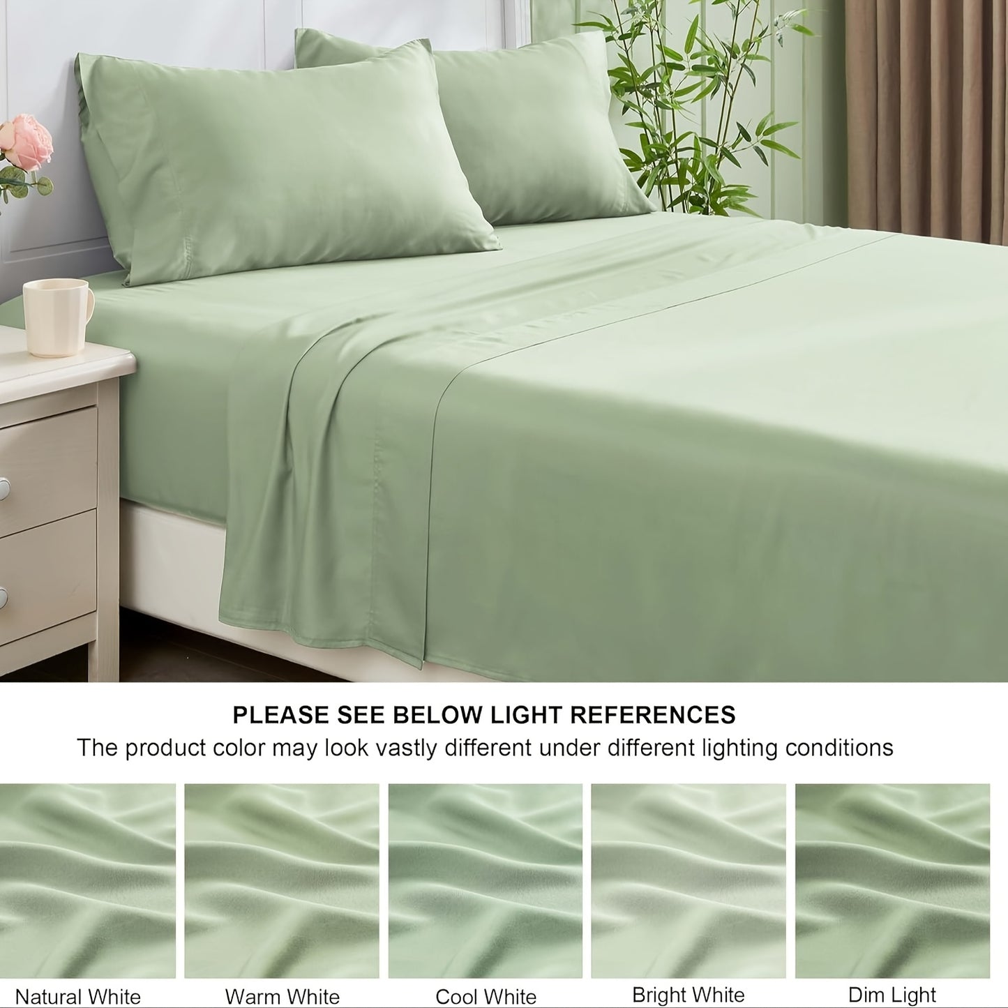Cooling Bamboo Sheets Silky Soft 4pcs Bamboo Bed Sheet Set, Cooling Bamboo Blend Sheets Set With 16 Inch Deep Pocket Luxury Sheet Set