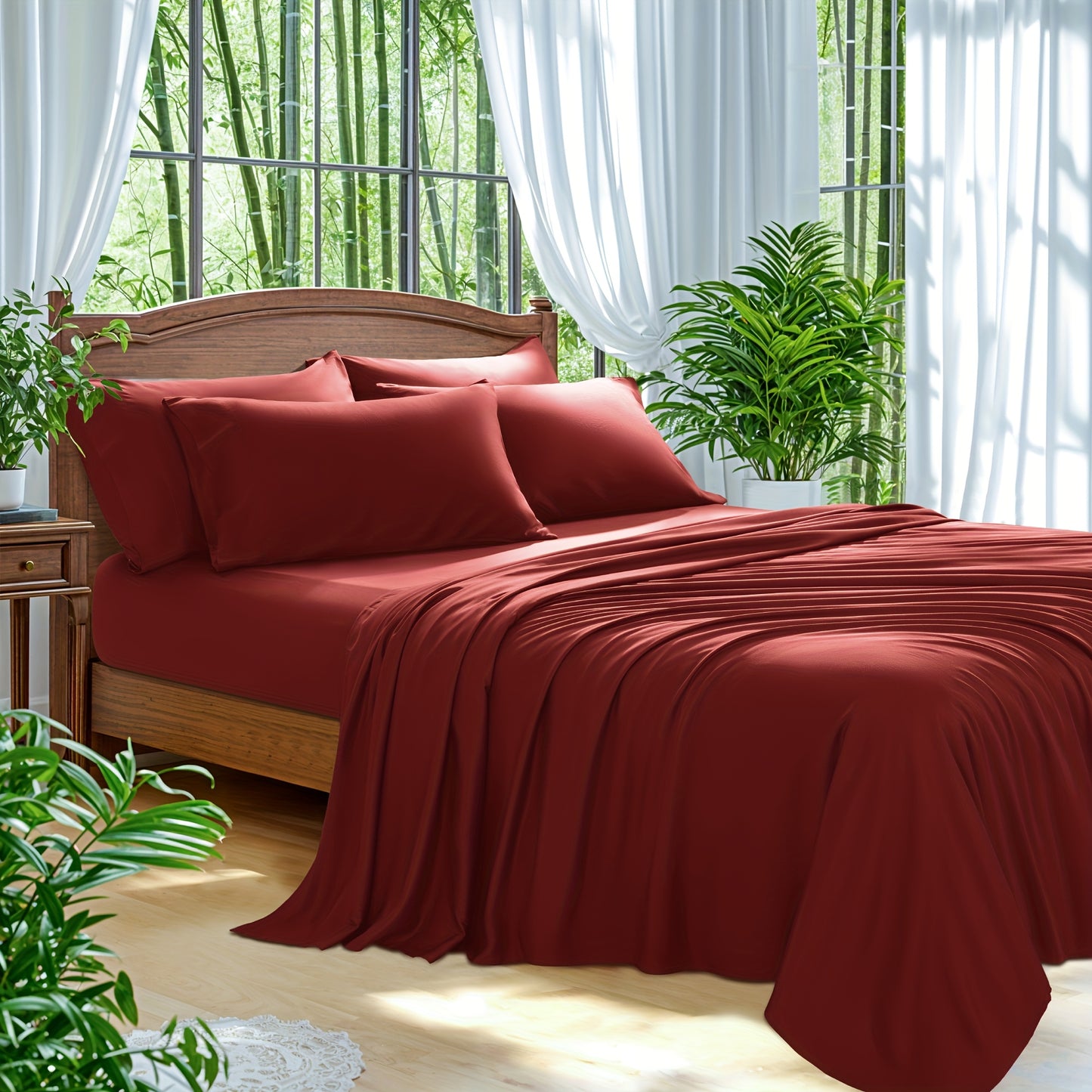 Bamboo Bed Sheets 6pcs Bamboo Bed Sheet Sets | Blend Rayon Derived, Deep Pocket Up to 16\