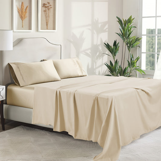6pcs Sheet Set Deep Pocket- Ultra Soft Machine Washable Luxury Bed Sheet Set - Shrinkage & Fade Resistant Embroidered Bedding Sheet (4pcs For Twin Size Sheet Set)