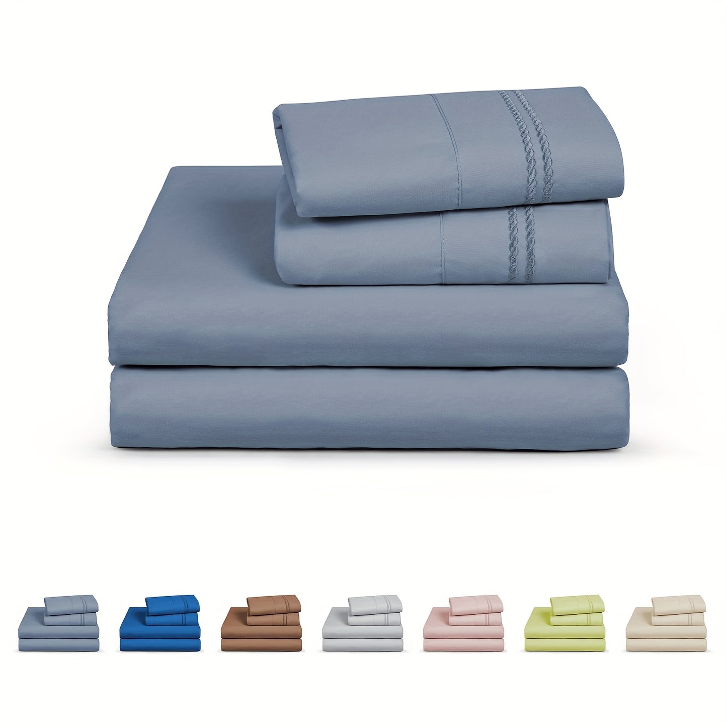 6pcs Sheet Set Deep Pocket- Ultra Soft Machine Washable Luxury Bed Sheet Set - Shrinkage & Fade Resistant Embroidered Bedding Sheet (4pcs For Twin Size Sheet Set)