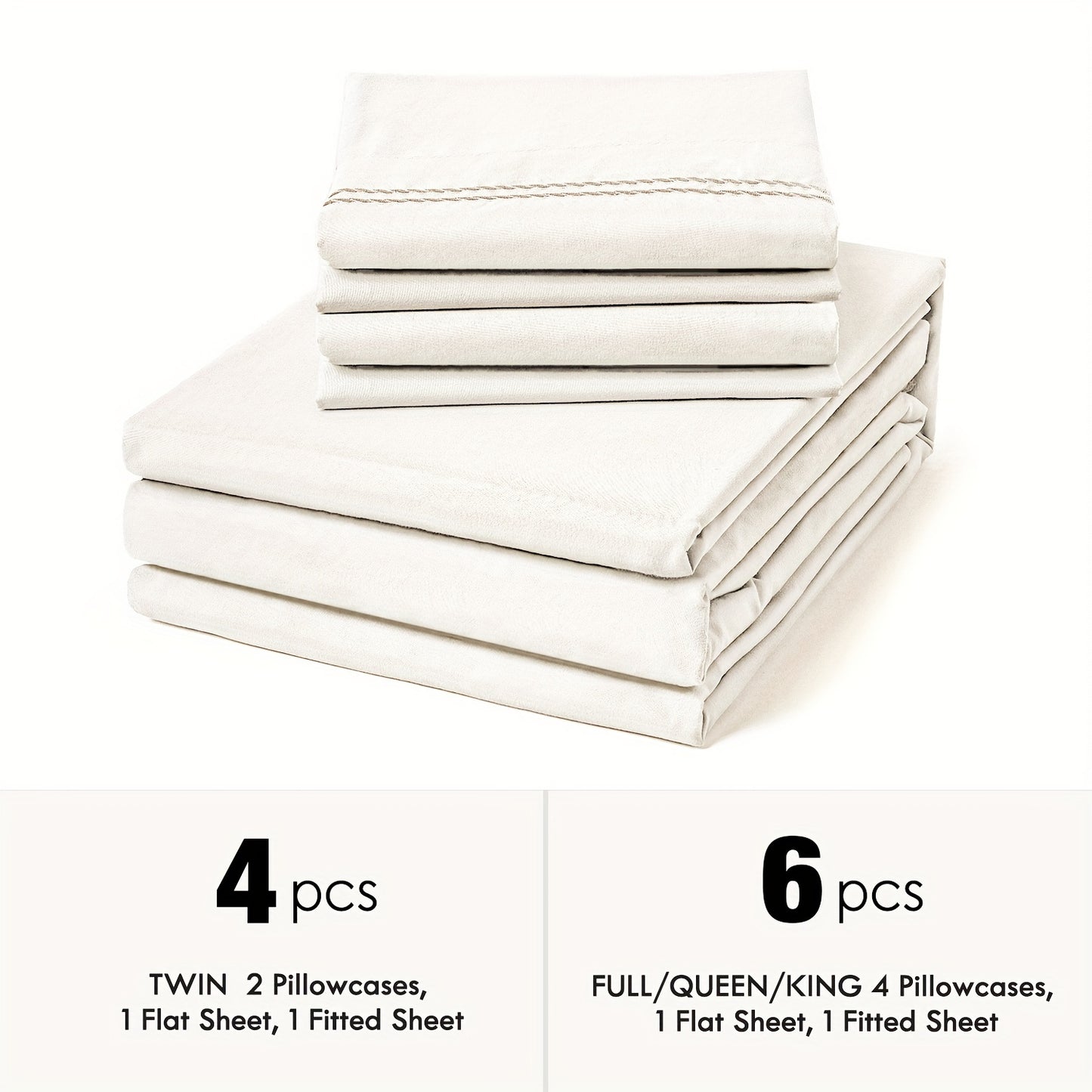6pcs Sheet Set Deep Pocket- Ultra Soft Machine Washable Luxury Bed Sheet Set - Shrinkage & Fade Resistant Embroidered Bedding Sheet (4pcs For Twin Size Sheet Set)