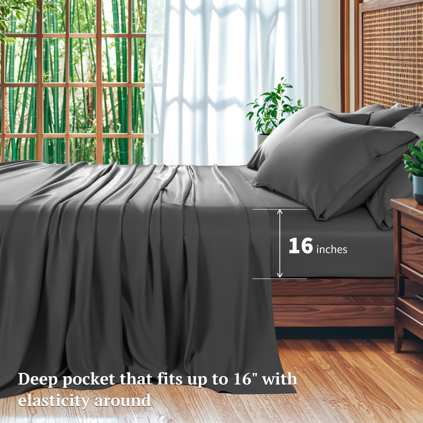 Bamboo Bed Sheets 6pcs Bamboo Bed Sheet Sets | Blend Rayon Derived, Deep Pocket Up to 16\
